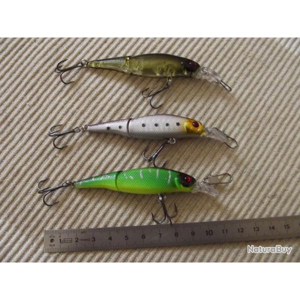 A SAISIR- 3 poissons nageurs articuls/leurres durs 7 cm avec merillon, de diffrentes robes NEUFS