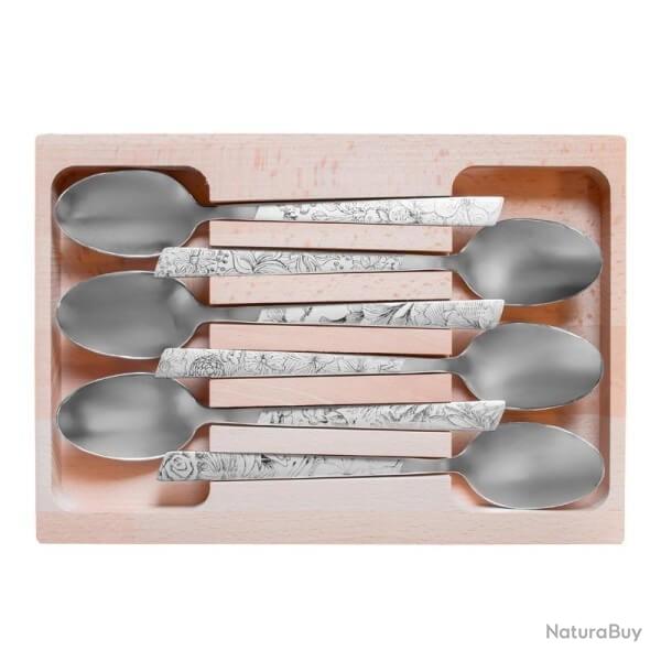 810180 Coffret 6 cuillers Roger Orf�vre inox d�cor fleuris