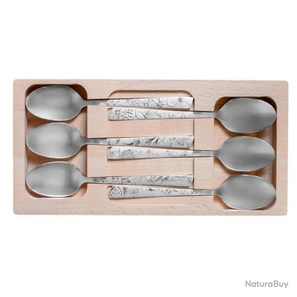 810182 Coffret 6 cuillers � caf� Roger Orf�vre inox d�cor fleuris