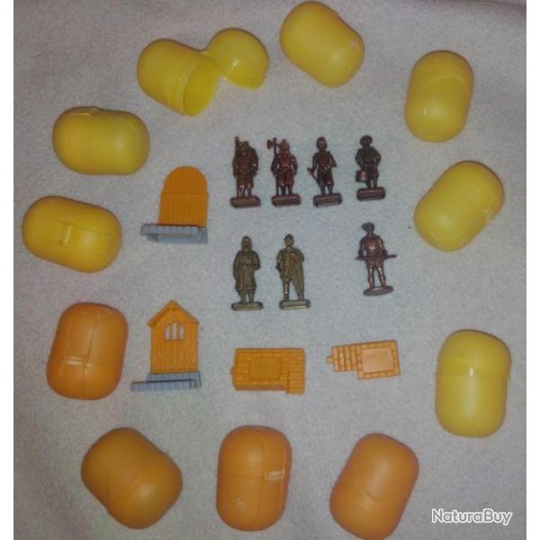 Lot Kinder m�tal - gardes suisses, guerriers huns, piquiers suisses, avec bo�tes et d�cors.