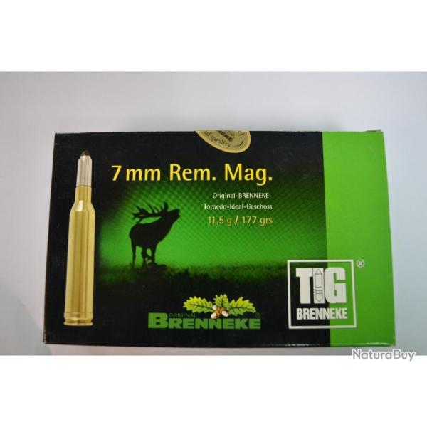 1 BOITE DE 20 MUNITIONS BRENNEKE CALIBRE 7 RM TIG 177 GR/11.5 G NEUVE