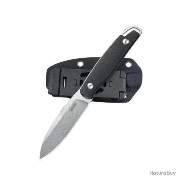 Couteau Kubey Dust Devil Black Manche Micarta Lame Acier 14C28N Beadblast Etui Kydex KUB357A