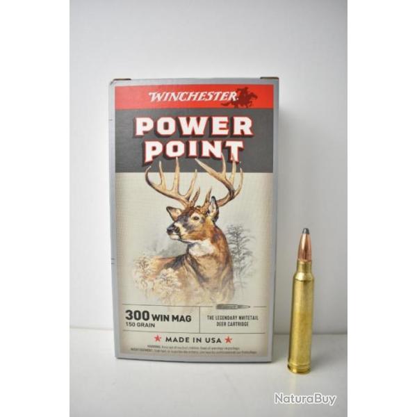 1 Boite de Balles Winchester 300 Win Mag - Power Point - 150 Gr