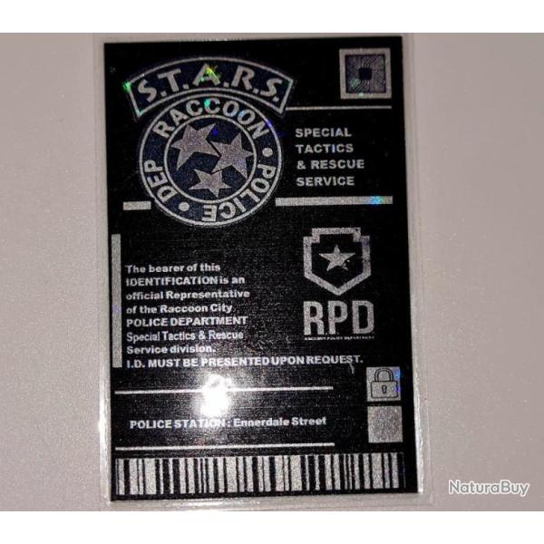 FIN R�DUCTION ! NOUVEAU! BADGE HOLOGRAPHIQUE ETOILES RESIDENT EVIL STARS RACCOON POLICE !
