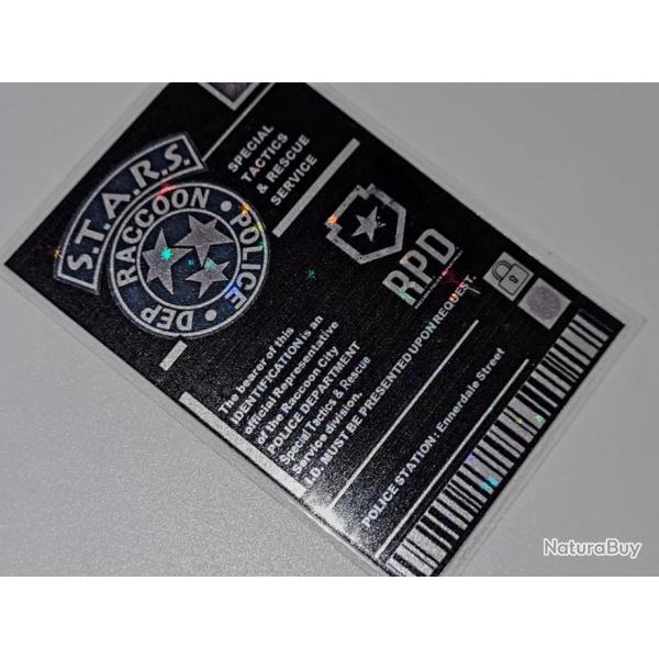FIN R�DUCTION !  BADGE HOLOGRAPHIQUE ETOILES RESIDENT EVIL STARS RACCOON POLICE BIOHAZARD.