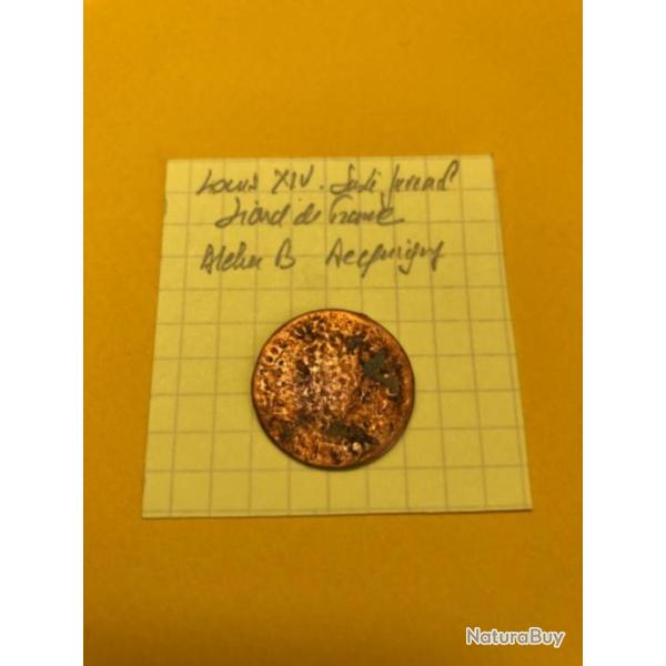 FRANCE - Louis XIV buste juv�nile - Liard de France - atelier B (Acquigny)