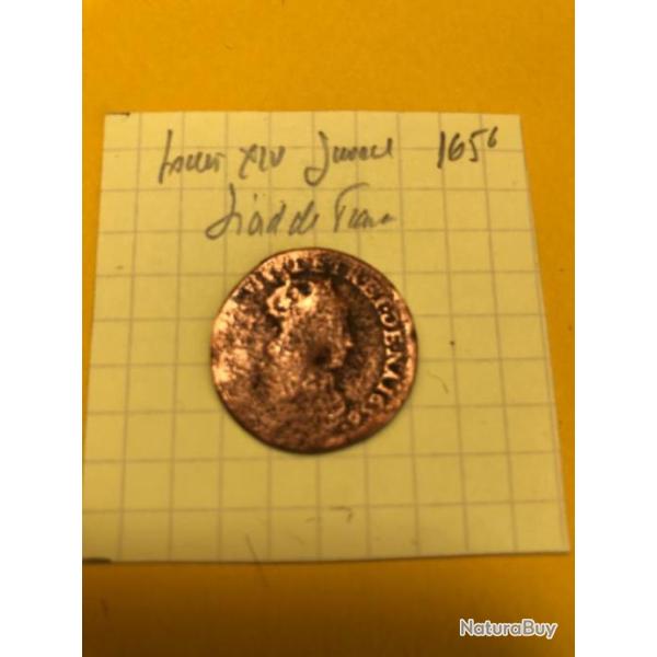 FRANCE - 1656 - Louis XIV buste juv�nile - Liard de France - atelier illisible