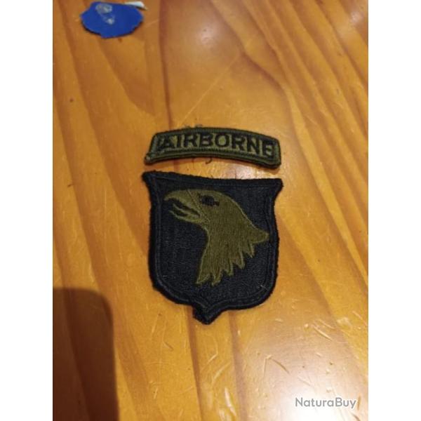 Patch arm�e us 101ST AIRBORNE DIVISION AVEC TAB AIRBORNE kaki ORIGINAL