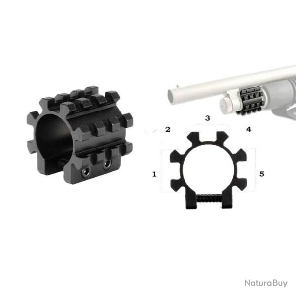 Collier adaptateur de rail picatinny 5 positions pour tube 1" et fusil  pompe