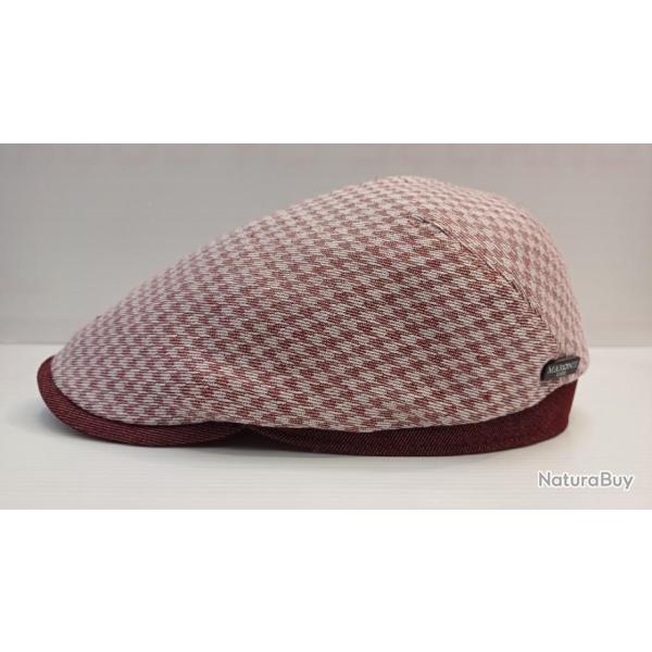 CASQUETTE PLATE "MARONE" PIED DE POULE BORDEAUX T55