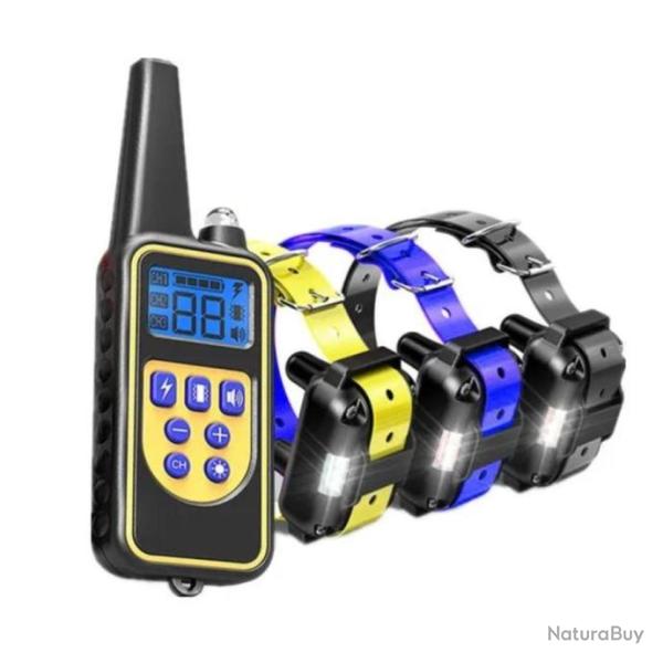 3 COLLIERS de Chasse et Dressage pour chien ....800 M�TRES �tanche 3 canaux