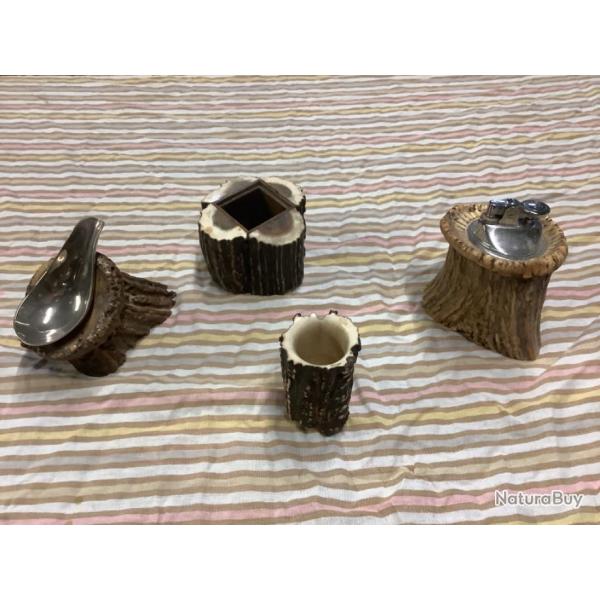 Rare ensemble fumeur en v�ritable bois de cerf