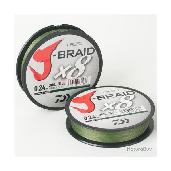 TRESSE J BRAID 300M 8 BRINS VERTE 0.28mm / 26.5kg