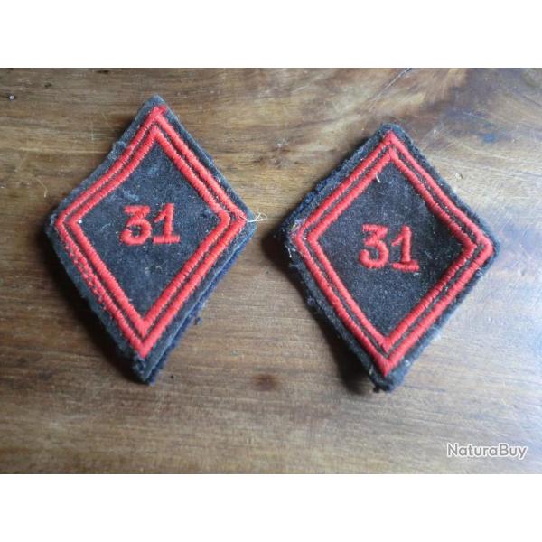 insigne paire  losange de bras 31eme RI