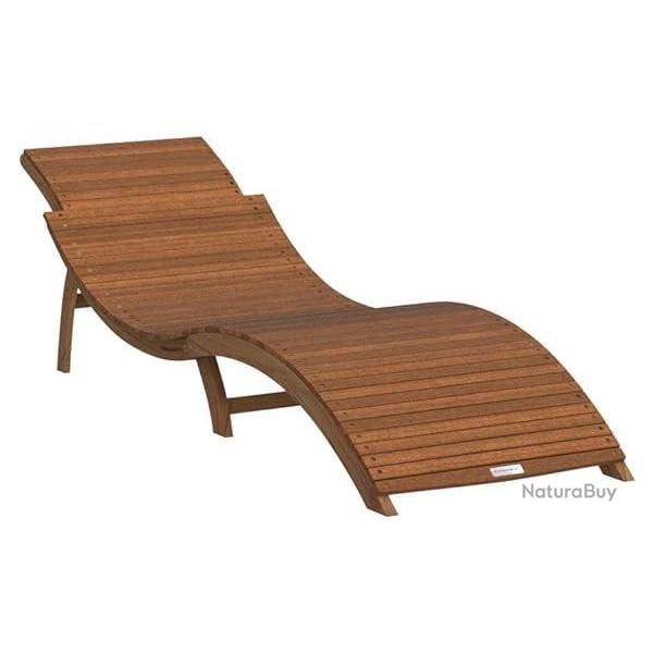 Chaise Longue Bois Acacia - Transat Ajustable Pliable - Certifi FSC - Modle Ergonomique - Jardin