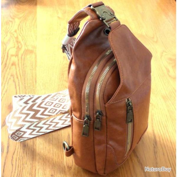TRES BEAU SAC DE POITRINE A POCHES- A PORTER EN BANDOULIERE DEVANT OU DERRIERE - RANDONNEE/PROMENADE