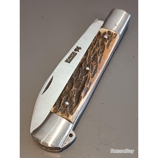 ANCIEN COUTEAU en 2 pices, 74 ST JOANIS MONDIRE, THIERS, XXme, manche BOIS DE CERF.