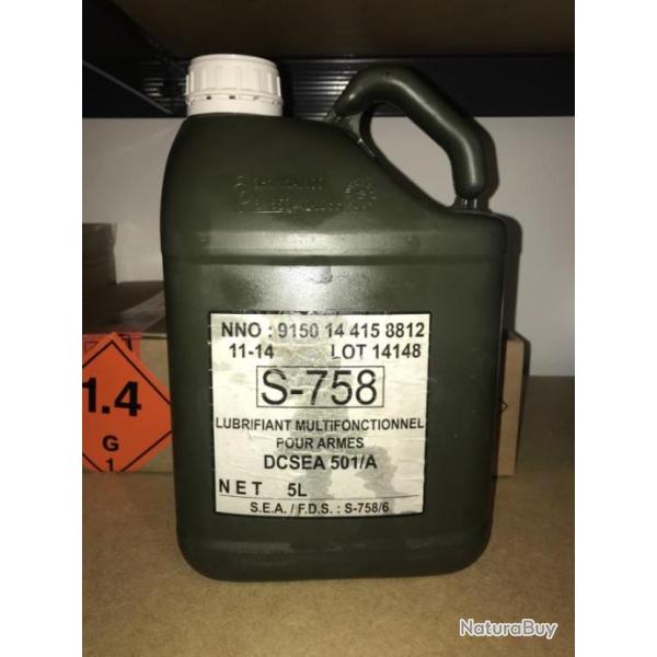 HUILE HAUTE QUALITE POUR ARMES S-758 armee FRANCAISE DGA BIDONS DE 5L NEUF