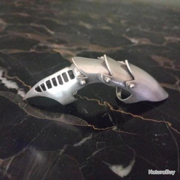 RARE    Superbe bague armure ( 4 pi�ces )   en argent massif