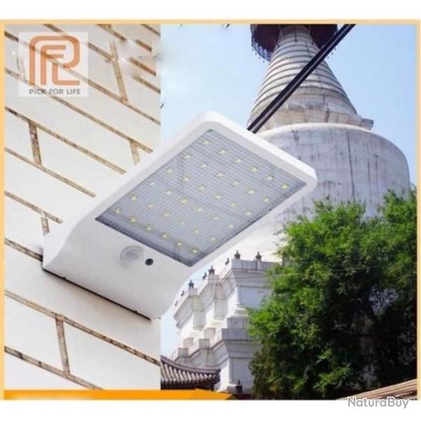 Lampe solaire 36 LED sans fil �tanche avec d�tecteur de mouvement Ext�rieur Blanc