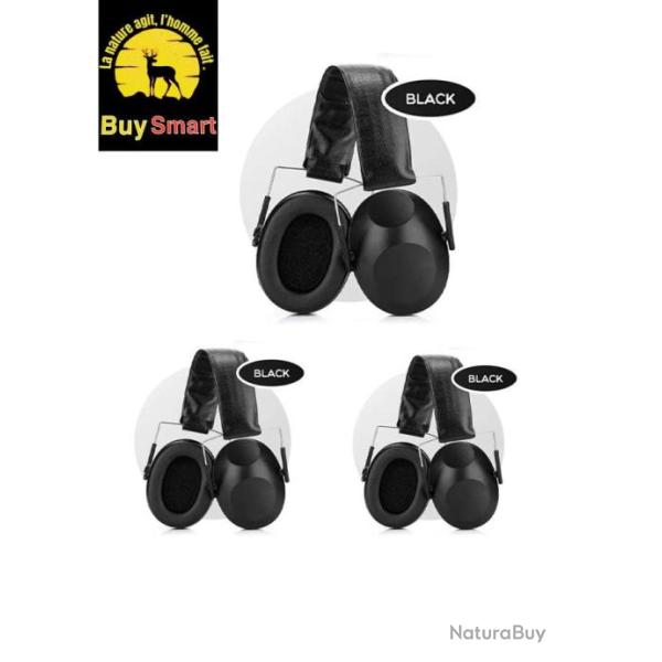 Lot 3 Casque de protection d'oreille de tir, antibruit, NRR, 21dB, s�curit� . Noir ou vert panache.A