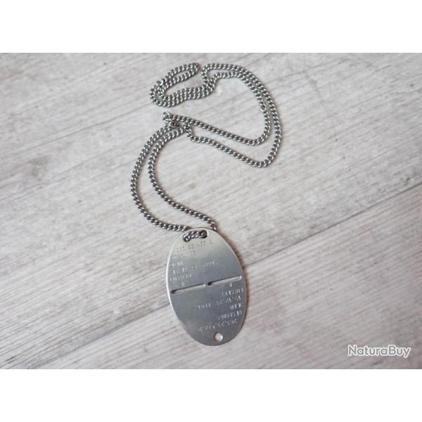 Plaque d'identit� militaire Suisse avec chainette. D�coration