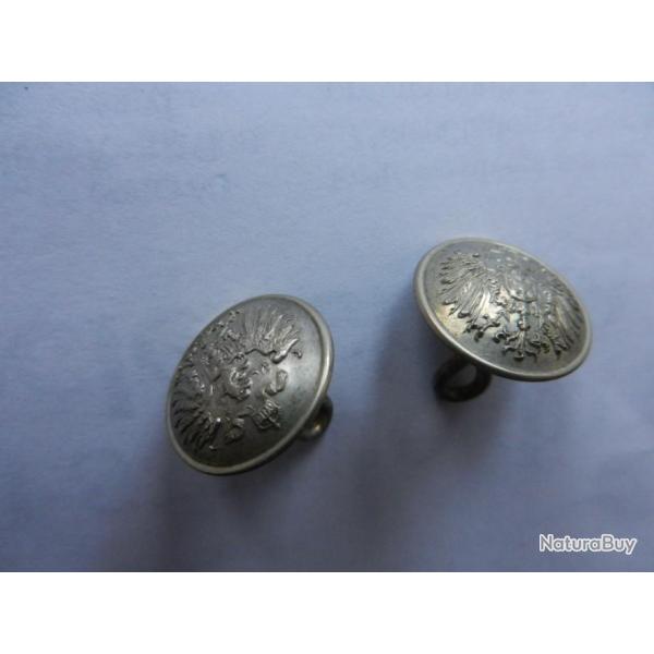 paire de boutons imp�rial allemands 1870 1914 pour �paulettes - diam�tre 17 mm