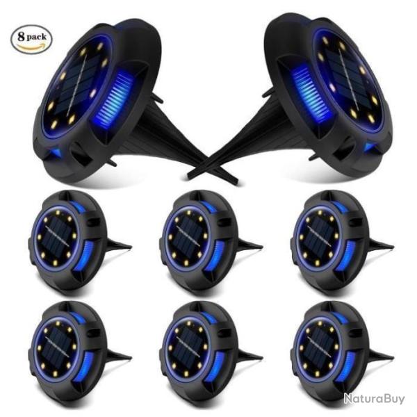 8 Spot Lumire Solaire Extrieur Lampe Solaire Jardin Chemin 12 LED tanche IP65