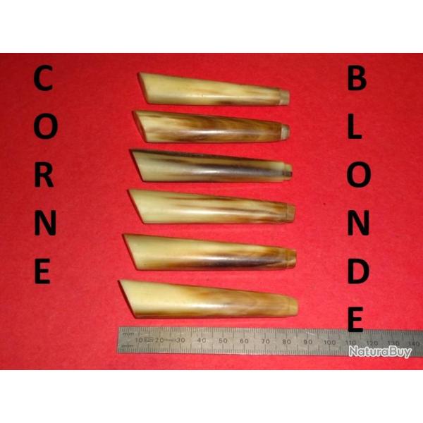 lot de 6 manches en CORNE BLONDE couteaux cuill�re fourchette - VENDU PAR JEPERCUTE (D24B72)