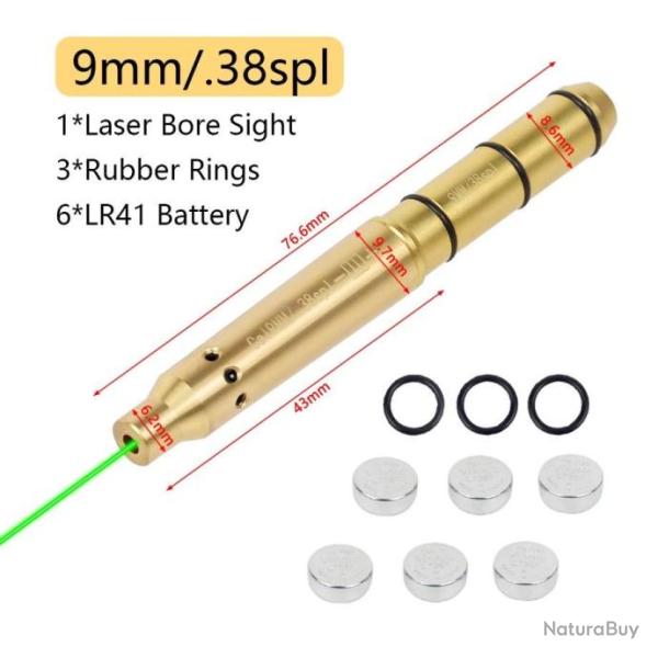Collimateur laser � mettre en bout de canon calibre 9mm 38 special 357 magnum - Laser vert