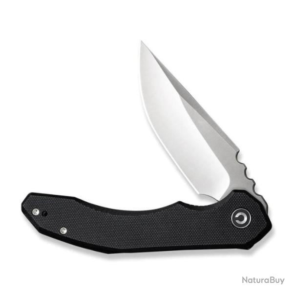 Couteau CIVIVI Bluetick Black Manche G10 Lame Drop Point Acier 14C28N Satin IKBS Clip CIVC230501