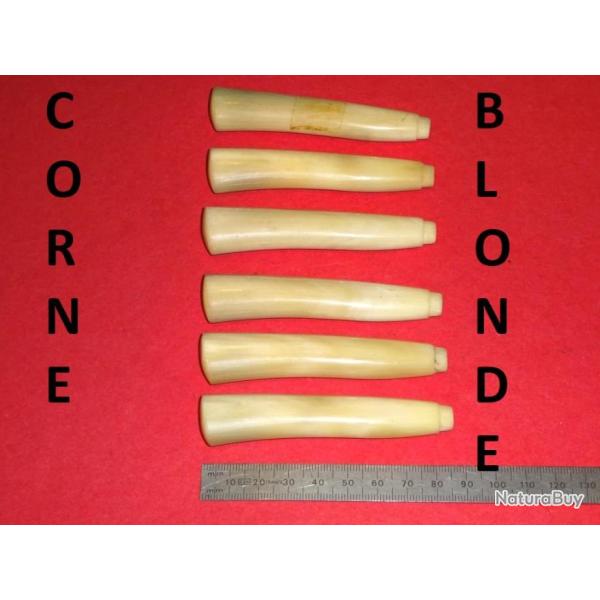 lot de 6 manches en CORNE BLONDE couteaux cuill�re fourchette - VENDU PAR JEPERCUTE (D24B74)