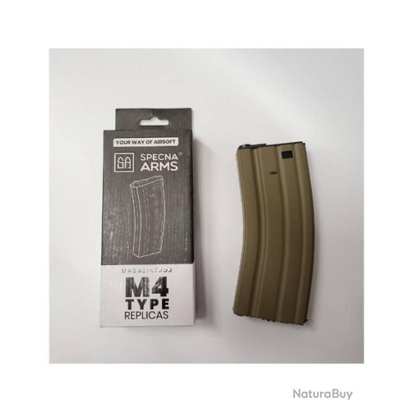 Chargeur metal Hi-cap 300 billes Tan pour M4 Specna Arms