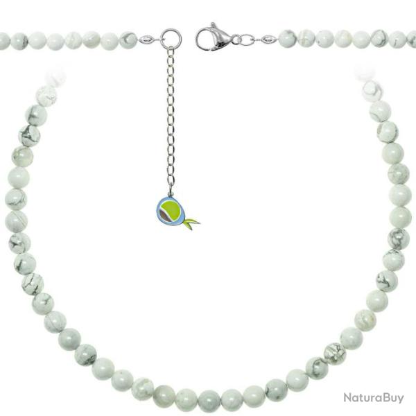 Collier en howlite - Perles rondes 6 mm - 60 cm
