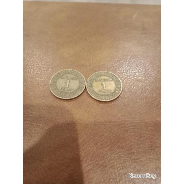 Lot 2 pi�ces bon pour 1 francs