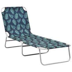 Transat chaise longue bain de soleil lit de jardin terrasse meuble d'ext&eacute;rieur pliable acier et tis