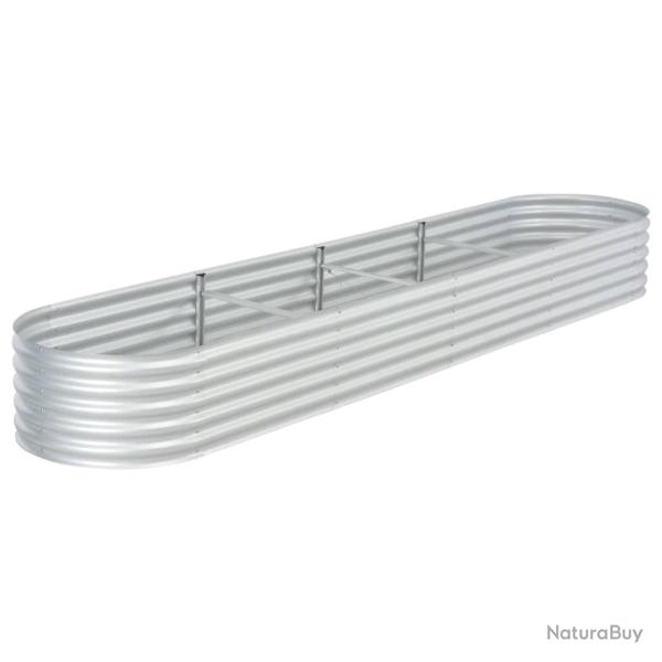 Jardini�re lit sur�lev� plantes fleurs jardin 400 x 80 x 44 cm acier galvanis� argent� 02_0001050
