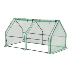 Ch&acirc;ssis de jardin serre &agrave; 2 fen&ecirc;tres en acier et poly&eacute;thyl&egrave;ne 180 x 90 x 90 cm vert 03_0008269