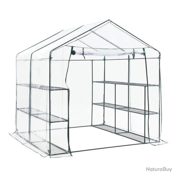 Serre de jardin en acier et PVC avec �tag�re s int�gr�es 200 x 200 x 220 cm 03_0008249