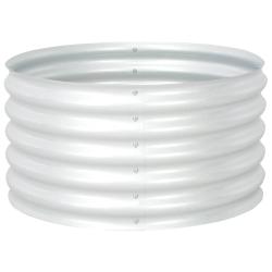 Jardini&egrave;re lit sur&eacute;lev&eacute; plantes fleurs jardin 80 x 80 x 44 cm acier galvanis&eacute; argent&eacute; 02_0001081