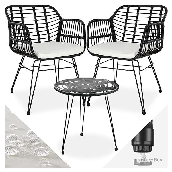 Salon de Jardin - Fauteuils Salon - Table de Jardin - Coussins Amovibles - Design - Balcon Ext�rieur