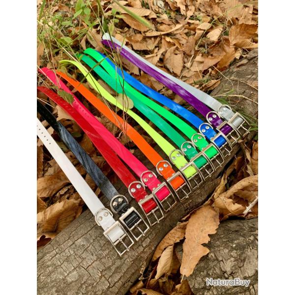 Collier chien - Sangle Biothane 60cm x 2,5cm x 0,26cm, Noir