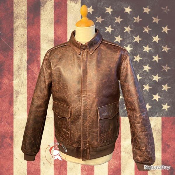 Blouson A2 USAF Jacket Russet Brown Cuir de Cheval Horse Hide