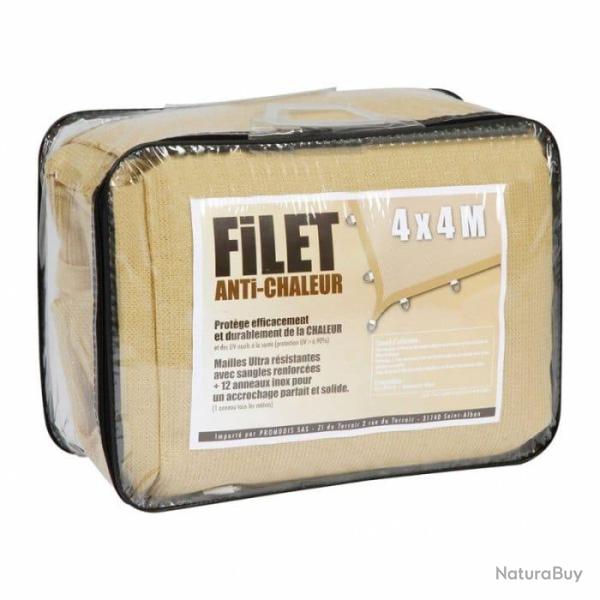 Filet Anti Chaleur 4m x 4m Sable / Renforc� / 95% Ombrage