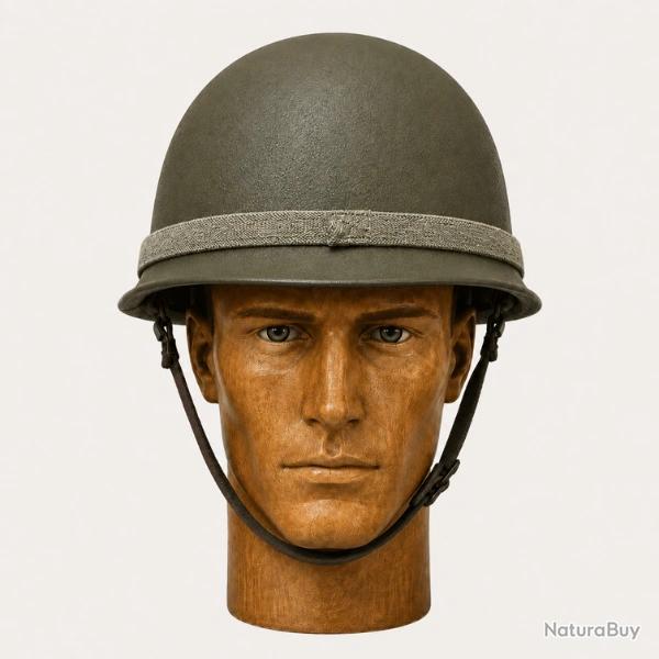 Casque Lourd Type US M1 Grain� + Liner - Militaria WW2