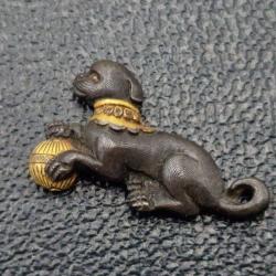 MENUKI JAPON EDO CHIOT JOUANT SHAKUDO et OR Collection Tr&egrave;s bon Japon XIX eme