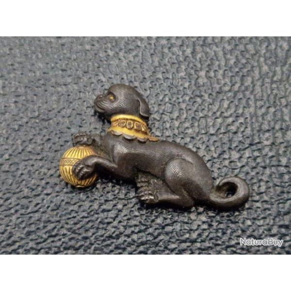 MENUKI JAPON EDO CHIOT JOUANT SHAKUDO et OR Collection Trs bon  Japon XIX eme