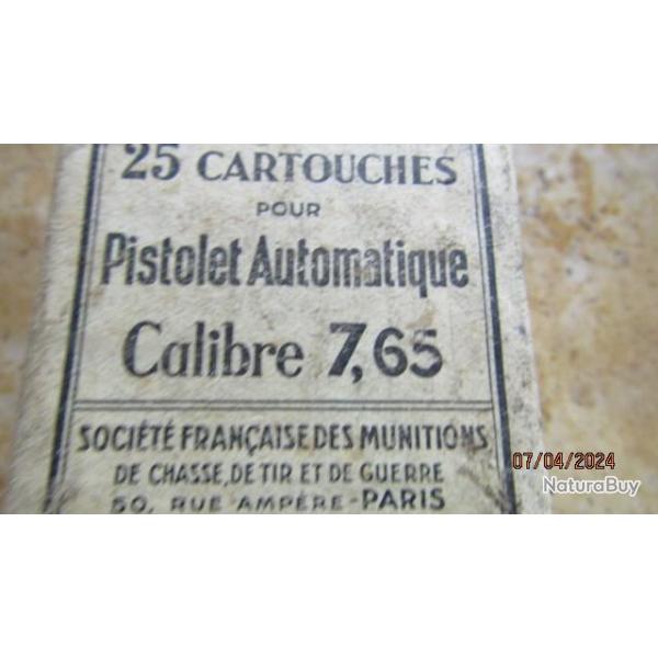 boite Militaire rglementaire 1934 seconde guerre 7.65 Ruby PA35 munitions neutra perces percutes