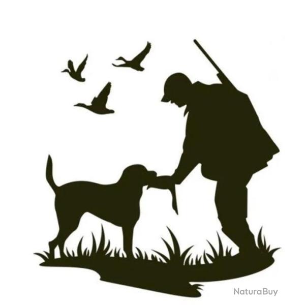 Autocollants chasseur et sont chien + chasse aux canards d�co voiture ou autres noir ou blanc !