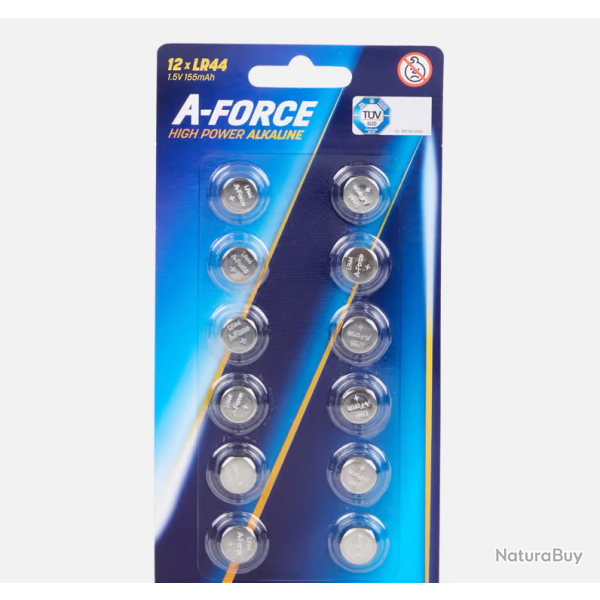 Piles boutons A-Force LR44 x 12